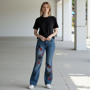 Y2K 90s Vintage Velour Detailed Denim Joe Boxer Studded Jeans